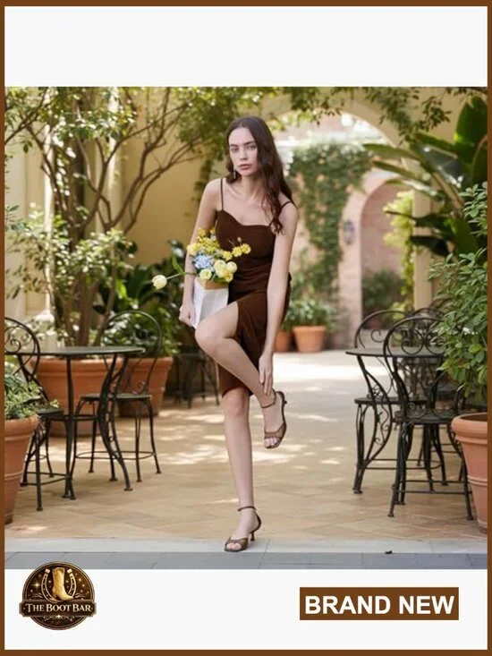 Mesh Kitten Heel Sandals Square Toe Ankle Strap Comfort Summer Dress Shoes - Picture 3 of 7